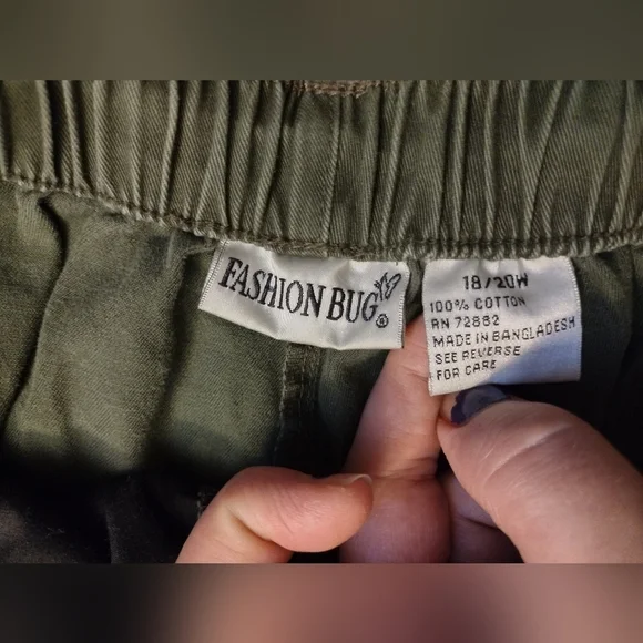 Fashion Bug Olive Green Wide Leg Drawstring Pants 18-20W - Picture 9 of 10